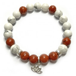 Bracelet en Jaspe Rouge & Howlite