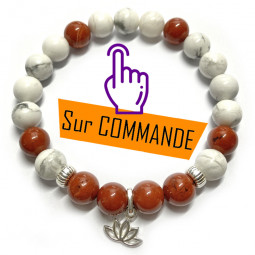 Bracelet en Jaspe Rouge & Howlite