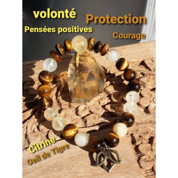 Bracelet Citrine & Oeil de Tigre