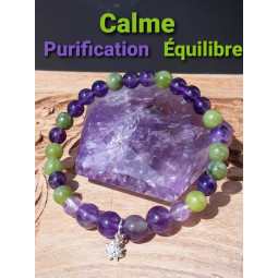 Bracelet en Jade Néphrite & Améthyste