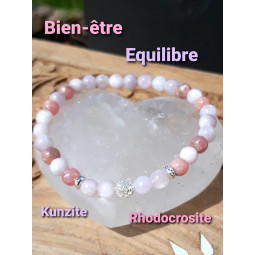 Bracelet en Rhodochrosite & Kunzite.