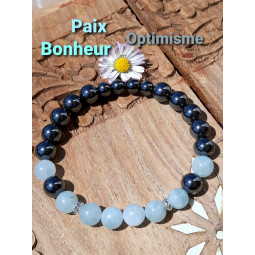 Bracelet en Aigue Marine & Hématite