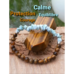 Bracelet  Larimar & Oeil de Tigre