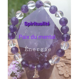 Bracelet en Cristal de Roche & Améthyste