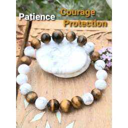 Bracelet en Oeil de Tigre & Howlite