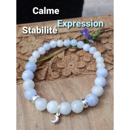Bracelet en Calcédoine & Pierre de Lune