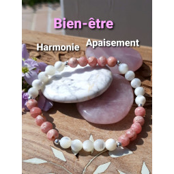 Bracelet en Rhodochrosite & Nacre.