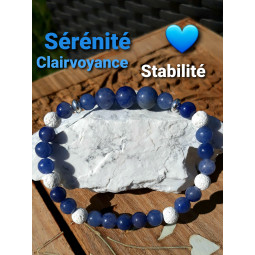 Bracelet en Basalte & Aventurine Bleue