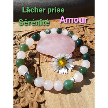Bracelet en Quartz Rose & Agate Mousse