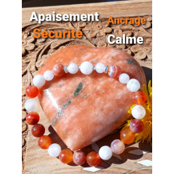 Bracelet en Agate Feu & Pierre de Lune.