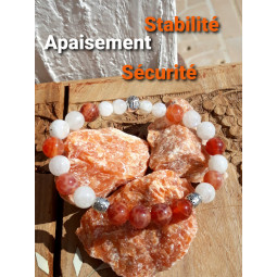 Bracelet en Agate Feu & Pierre de Lune.