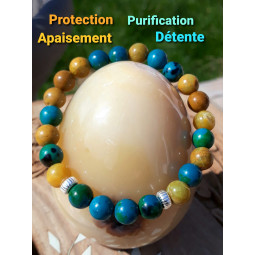 Bracelet en Jaspe Opale & Chrysocolle