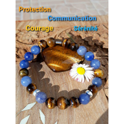 Bracelet en Oeil de Tigre & Aventurine Bleue