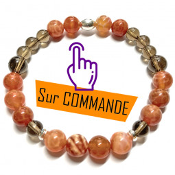 Bracelet en Agate Feu & Quartz Fumé