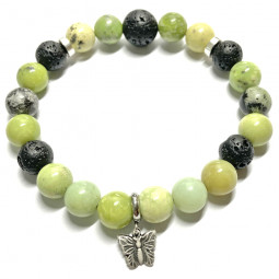Bracelet en Chrysoprase & Basalte