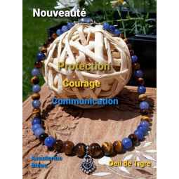 Collier en Oeil de Tigre & Aventurine Bleue