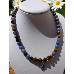 Collier en Oeil de Tigre & Aventurine Bleue