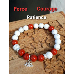 Bracelet en Jaspe Rouge & Howlite