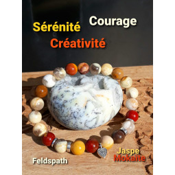 Bracelet en Jaspe Mokaïte & Feldspath