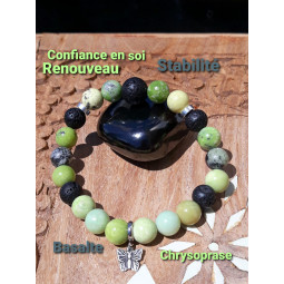 Bracelet en Chrysoprase & Basalte
