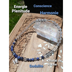 Collier en Cristal de Roche & Sodalite