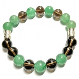 Bracelet en Aventurine Verte & Quartz Fumé