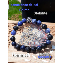 Bracelet Sodalite & Basalte