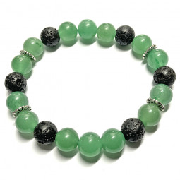 Bracelet en Aventurine Verte & Basalte