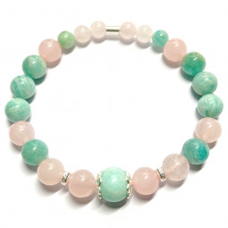 Bracelet en Quartz Rose & Amazonite