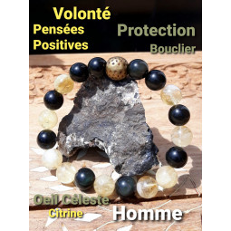 Bracelet en Oeil Céleste & Citrine