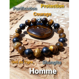 Bracelet en Shungite & Oeil de Tigre