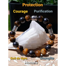 Bracelet en Shungite & Oeil de Tigre