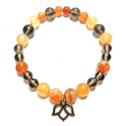 Bracelet en Cornaline & Quartz Fumé