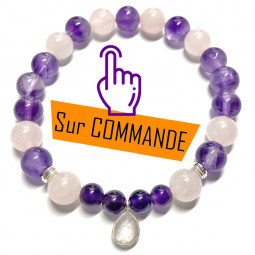 Bracelet en Améthyste & Quartz Rose