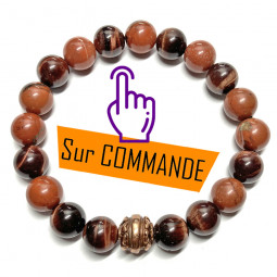 Bracelet en Jaspe Rouge & Oeil de Taureau