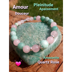 Bracelet en Quartz Rose & Amazonite