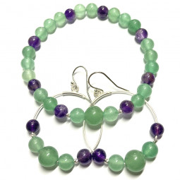 Bracelet en Aventurine Verte & Améthyste