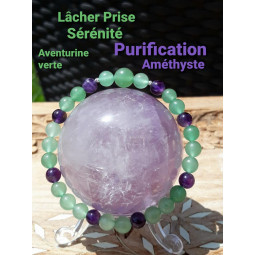 Bracelet en Aventurine Verte & Améthyste