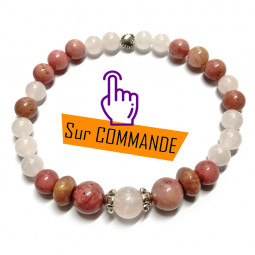 Bracelet en Rhodonite & Quartz Rose