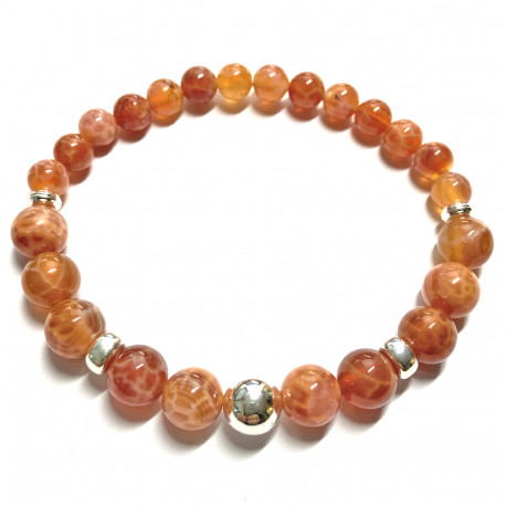 Bracelet Boules en Agate Feu