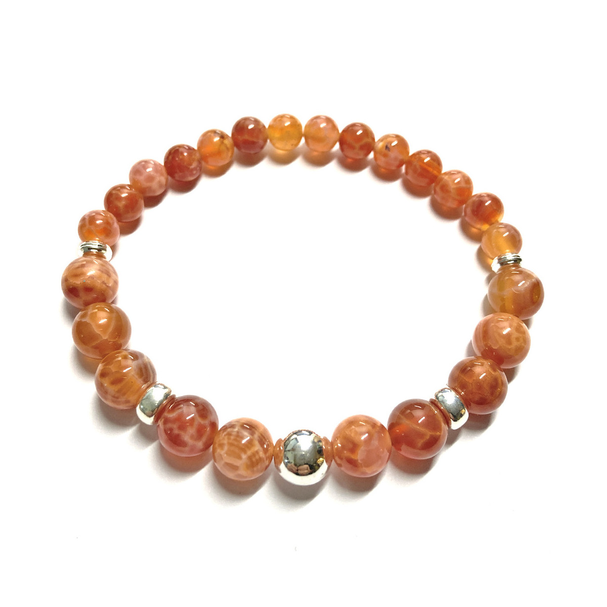 Bracelet Boules en Agate Feu