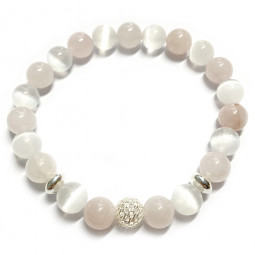 Bracelet en Quartz Rose & Sélénite