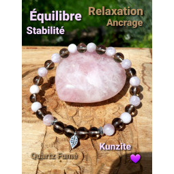 Bracelet en Kunzite & Quartz  Fumé