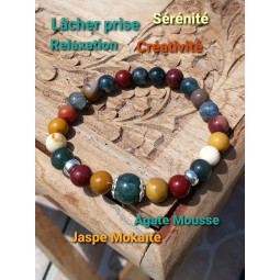 Bracelet en Jaspe Mokaïte & Agate Mousse