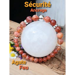 Bracelet Boules en Agate Feu