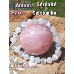 Bracelet en Quartz Rose & Sélénite