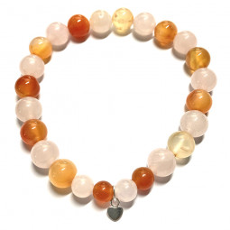 Bracelet en Cornaline & Quartz Rose