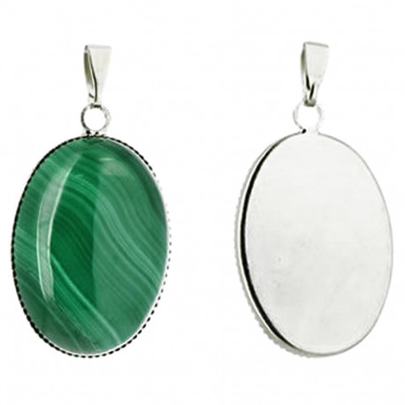 Pendentif en Malachite - Cabochon Ovale