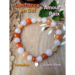 Bracelet en Cornaline & Quartz Rose