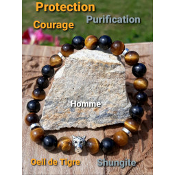 Bracelet en Shungite & Oeil de Tigre